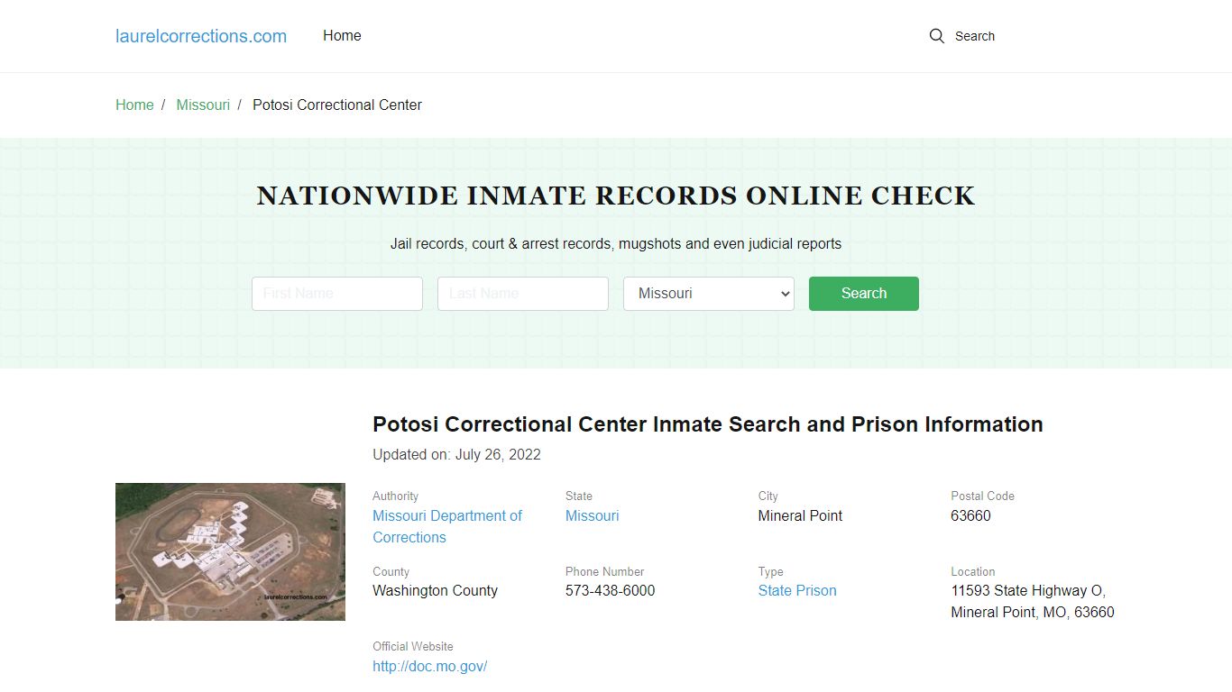 Potosi Correctional Center Inmate Search, Visitation, Phone no ...